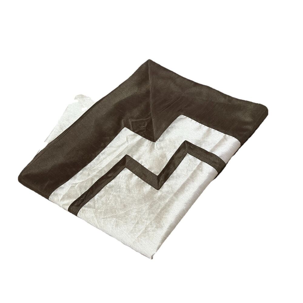 Hotel Collection Faux Silk Luxury Shower Curtain 72x72 Brown Beige Bordered Trim